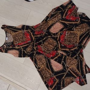 NWOT Stretchy Chain & Animal Print Circle SUZY SHIER Dress w HANDKERCHIEF HEM!!